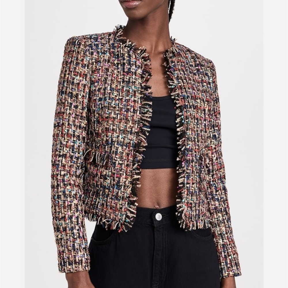 L'AGENCE Angelina Multicolor Tweed Blazer